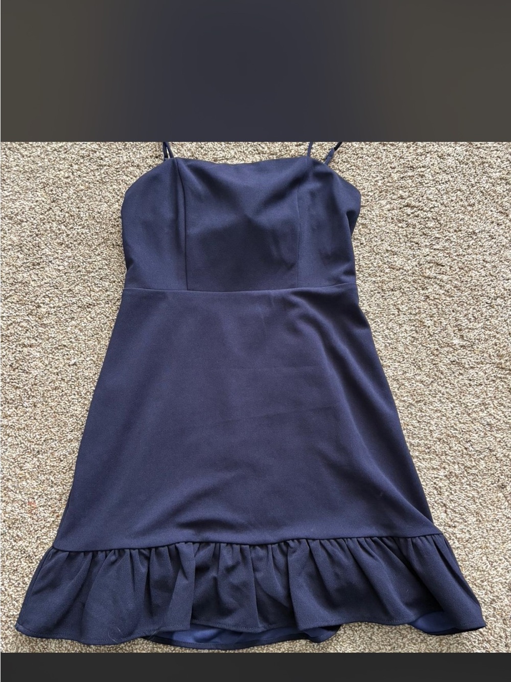 Altar'd State Navy Ruffle Hem Spaghetti Strap Dress
